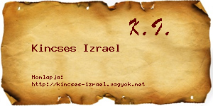 Kincses Izrael névjegykártya